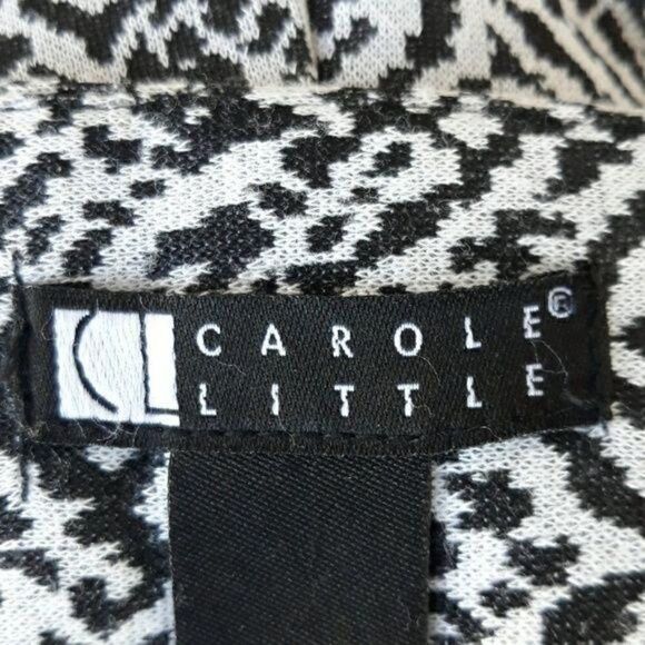 Vtg 90's Carole Little Skirt Academia Knit Godet Herringbone Panel Midi Black 12 - Picture 3 of 8